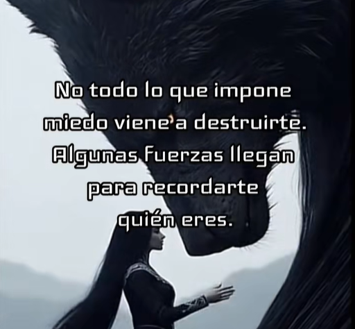 Figura femenina frente a una gran criatura oscura que simboliza el miedo como fuerza de transformación interior
