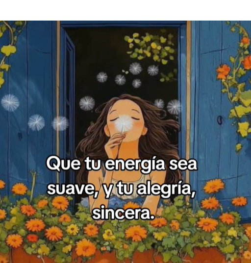 Ilustración de una mujer respirando con calma entre flores, representando energía suave y alegría sincera
