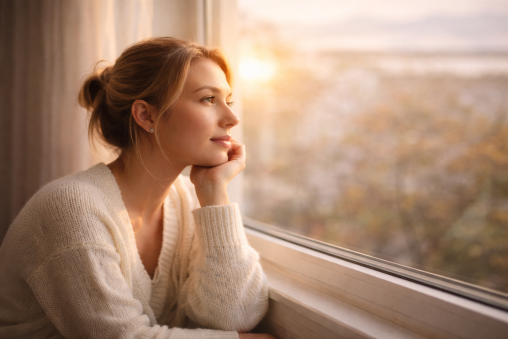 Mujer reflexionando sobre señales de baja autoestima y crecimiento personal